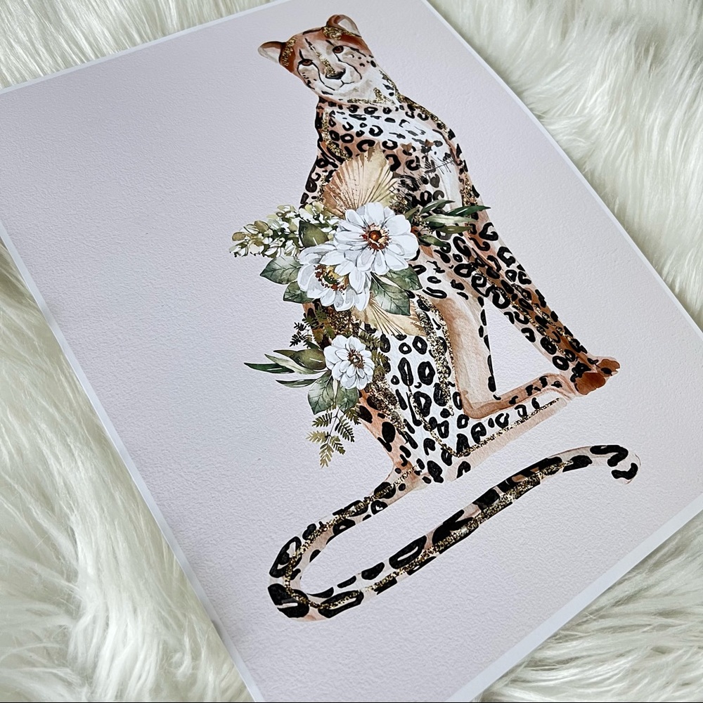 Cheetah Watercolor Illustration Wall Art Print Poster Unframed - Picture 13 of 16